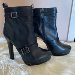 Vera Wang Black Heeled Booties w/ Silver Hardware